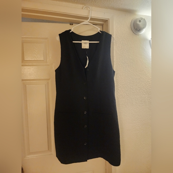 Abercrombie & Fitch Black Button-Down Mini Dress Large TALL - Picture 2 of 5